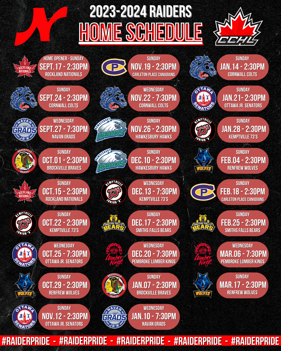 Raiders 2023-2024 schedule! 